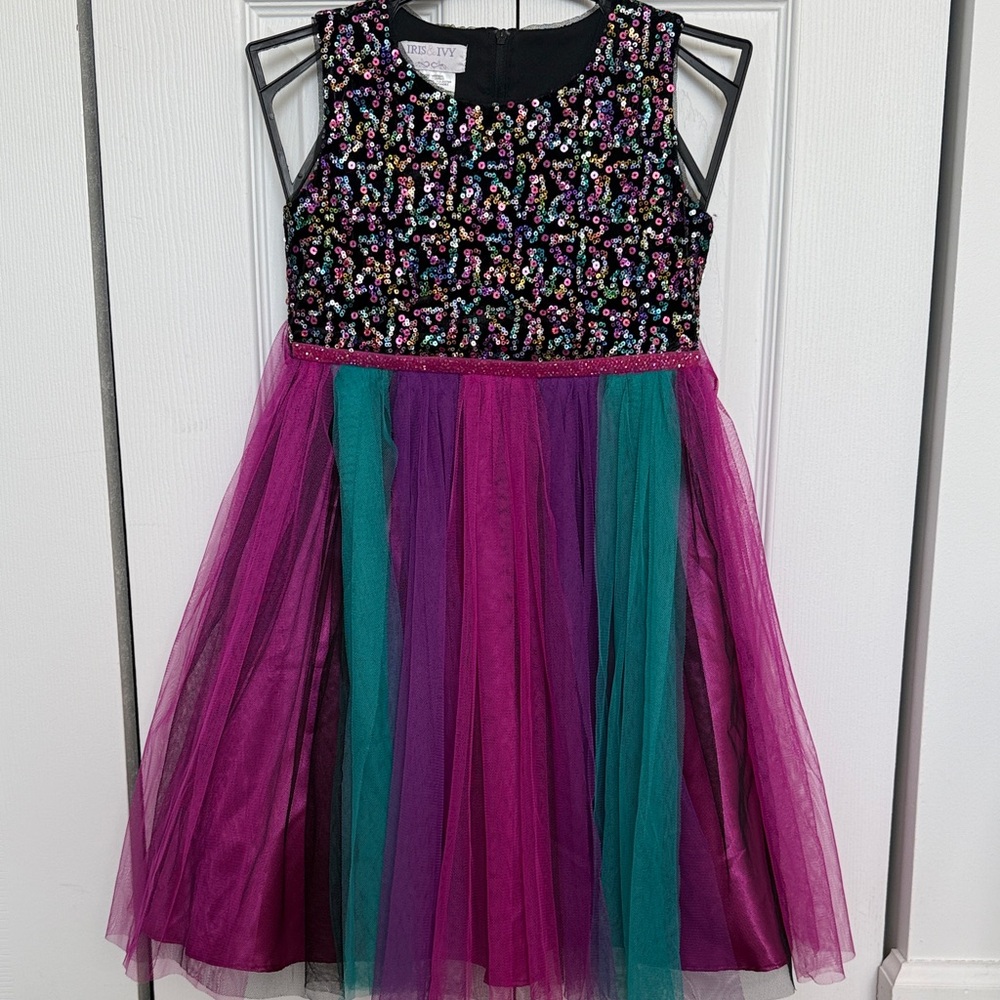 Iris & Ivy Multicolor Sequin and Tulle Dress - Like New